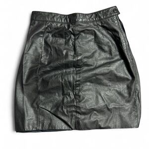 Vintage Black Authentic Leather Skirt Size 8